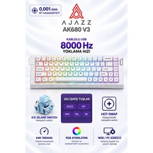Ajazz Ak680 V3 8000 Hz Manyetik Rgb Oyuncu Klavyesi Beyaz Ice Island