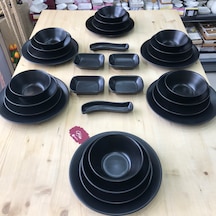 Keramika Mat Siyah 30 Parça 6 Kişilik Yemek Kahvaltı Takımı