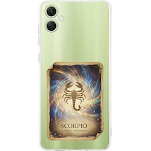 Samsung Galaxy A07 İle Uyumlu Burç Kartları Akrep Tasarımlı Şeffaf Silikon Kılıf Şeffaf