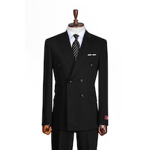 İlayda Emir Luxury, İtalyan Kesim,slim Fit, Kruvaze, Erkek Takım Elbise Siyah