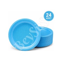 Parti Plastik Tabak 24lü Mavi