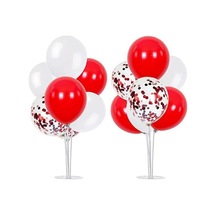 Beyaz Kırmızı Konfetili Ayaklı Balon Standı Çok Renki