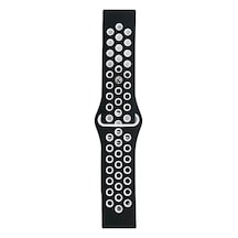 Watch 20mm Uyumlu Spor Delikli Kordon - Siyah-beyaz