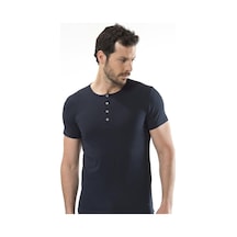 Cacharel 1308 Düğmeli Kısa Kollu Erkek T-shirt - Lacivert Lacivert
