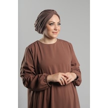 Hürrem Bone Vizon Pratik Hazır Geçmeli Tesettür Bone Sandy Pileli Salaş 2121 10 Vizon