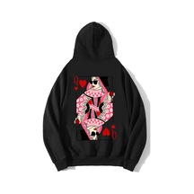 Brz Collection Unisex Oversize Queen Of Hearts Iskambil Kızı Q Hoodıe Siyah