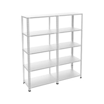 5 Katlı Duble Galvaniz Çelik Raf - Depo, Arşiv, Kiler, Dosya, Market Rafı 31x93 Cm-150 Cm-0.70 Mm
