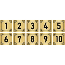 Metal Kapı Masa Dolap Numara Levhası 7x7cm Altın Renk 10 Adet (1…10)