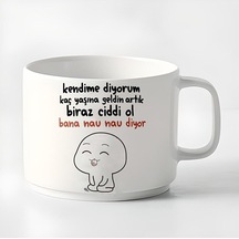 Çay Kahve Espresso Fincanı Nau Nau Motto180 Ml Beyaz