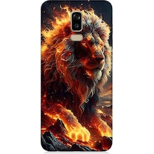 Samsung Galaxy J8 Uyumlu Alev Aslanı Desenli Silikon Kılıf