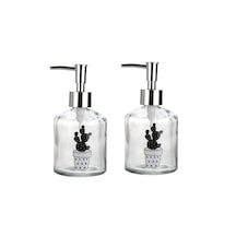 Banyo Seti Cam Sıvı Sabunluk 2 Adet,kaktüs 2 Desen 300ml 7,6x15,5 Çok Renkli