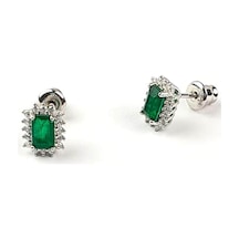 Minimal Skydiamond Green Creative Rubies 925 Ayar Gümüş Küpe