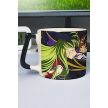Code Geass Anime Baskılı Seramik Lüks Kupa 1 Adet Özel Siyah Kulp Dalga Kulp V2d Çok Renkli