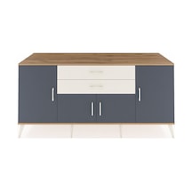 Kronos Konsol 3 Raflı 2 Çekmeceli 4 Kapaklı 176x59x83 Çam-antrasit/aytaşı Antrasit/aytaşı