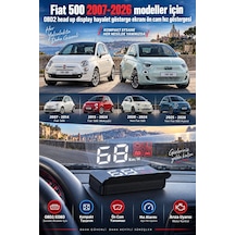 Fiat 500 2007-2026 Modeller İçin Obd2 Head Up Display Hayalet Gösterge Ekranı Ön Cam Hız Göstergesi