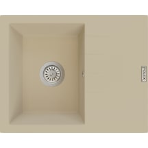 Polex Cristalüx Granit Evye P-S60 Bej Tezgah Altı Ve Tezgah Üstü Kare Mutfak Evyesi 60.5x49.5 CM