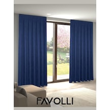 Kadife Dokulu Pileli Ada Fon Perde, 60 X 260 Cm, Safir Diğer