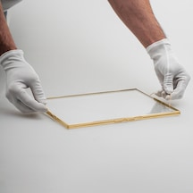 Nişan Tepsisi Cam Pirinç & Gold 25 x 15 CM