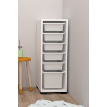 Rüya No.1 Modern Kullanışlı Beyaz Dar Sepetli Oyuncak Dolabı