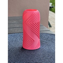 Bezos 3d Baskı Vector Vazo - Geometrik Çizgili Dekoratif Vazo-pembe Dlra