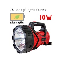 Ulatra Güçlü Uzun Mesafeli 18 Saat Çalışma 10w Ledli Projektör El Feneri Siyah