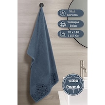 Pamuk Tekli Havlu Jakarlı Karna Home Klover - 70 X 140 Mavi