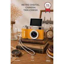 Mini Dijital Retro Kamera Cmr50 Sarı 48mp Selfie Video Vlog Kamerası