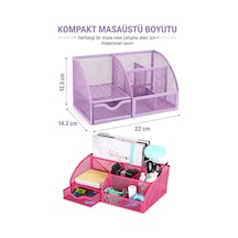 Yeşil Masaüstü Metal Kalemlik Seti 7 Bölmeli Fileli Masa Üstü Düzenleyici Küp Notluk Ataşlık Çekmeceli Perfore Büro