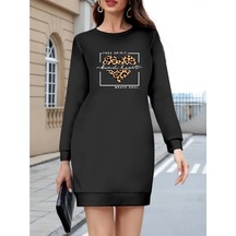 Defymoda Kadın Uzun Kollu Bisiklet Yaka Desenli Viskon Iki Iplik Bluz Antrasit