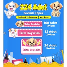 Sevimli Köpek Temalı Okul Kreş Kişiye Özel İsim Etiket Seti - Model 413 Çok Renkli