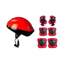 Kask Dizlik Dirseklik Koruyucu Set Kırmızı
