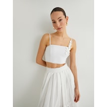Koton Çiçek Detaylı Crop Büstiyer Beyaz 4sak30149ew Beyaz