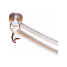 316 L Cerrahi Çelik Lale Modeli Zirkon Taşlı Helix Tragus Dudak Kıkırdak Piercingi Gümüş