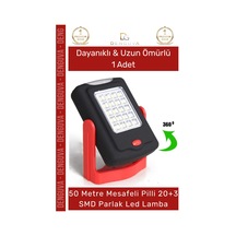 Ledlamba 20 Smd Beyaz Işık 50 Metre Menzil Askılı Pilli Kamp Avcı El Feneri Sert Plastik Parlak Led