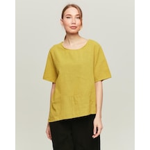 Parçalı Ekli Bluz - Şıklığı Ve Rahatlığı Bir Arada Sunan Modern Tasarım Safran Sarı