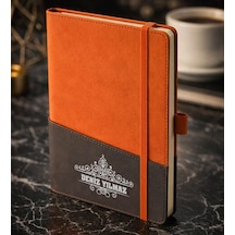 Bk Gift Kişiye Özel Turuncu Termo Deri Defter -14, Kartvizit Bölmeli, Çizgili Ivory Kağıt Kobitmeyencom36139 Bk Gift