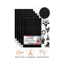 Simli Karton A4 20x30 Cm 5 Li 1 Paket Simli Fon Kartonu Parıltılı Kağıt Anasınıfı Kreş Etkinlik Proje Dekoratif Siyah