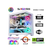 Xaser SOVAX60 R7-5700X 32 GB 1 TB M.2 NVMe SSD 16 GB RTX5060Ti Free Dos Masaüstü Oyuncu Bilgisayarı