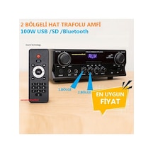 2 Bölgeli 100 Watt Seslendirme Amfisi Usb/sd/bluetooth