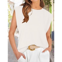 Kadın Kısa Kollu Bisiklet Yaka Viskon Bluz Karışık