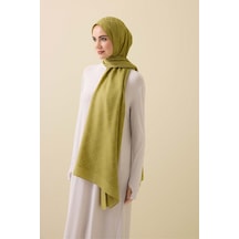 Imannoor İman I Kafes Zeytin Yeşili Tencel Pamuk İpek Şal 70x200 Zeytin Yeşili
