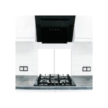 Dekoratif Cam Ocak Koruyucu ve Kesim Tahtası Düz Beyaz 60Cm X 52C