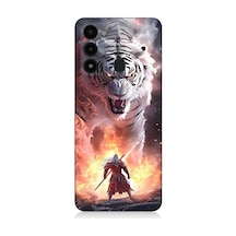 Tecno Spark 8c Uyumlu Beyaz Kaplan Ve Samuray Desenli Silikon Kılıf