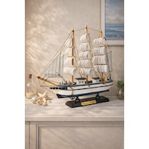 İsime Kişiye Özel Dekoratif Premium Ahşap El Yapımı Yelkenli Gemi Maketi 33x33 Cm Biblo Hediye 531-f Çok Renkli 98853835