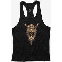Bluu Owl Fitness Gym Tank Top Sporcu Atleti Siyah-Ten
