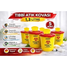 Tıbbi Atık Kovası 1,3 Litre 5 Adet Kapaklı Tıbbi Atık Kutusu Enfekte Atık Kovası Seti Belirtilmemiş