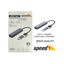 Sp-uet01 Usb3.0/type-c 3 Port Usb 3.0 Çoklayıcı Gıgabıt Ethernet Dönüştürücü