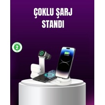 Mey İthalat 15w Hızlı Şarj Destekli 4 Ü 1 Arada Kablosuz Şarj İstasyonu