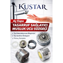Aç-kapa Musluk Ucu Su Tasarruf Aparatı Musluk Filtresi Lavabo Musluk Süzgeci Dış Dişli 23,7mm Krom