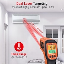 Tp450 Endüstriyel Kızılötesi Lazer Termometre, -50 C İle 550 C Temassız Isı Ölçer Tabanca, Çift Lazerli Ve Ayarlanabilir Emissivity Sanayi Tipi